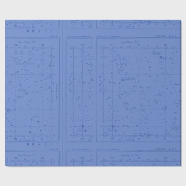 Papel De Regalo Mapa Estrella Azul Periwinkle (Costura)