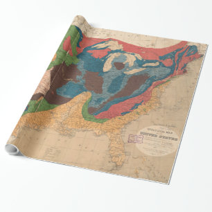 Papel De Regalo Mapa geológico de Estados Unidos del vintage