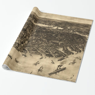Papel De Regalo Mapa ilustrado del vintage de Boston (1905) (2)