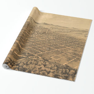 Papel De Regalo Mapa ilustrado del vintage de Kalamazoo Michigan