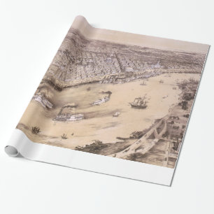 Papel De Regalo Mapa ilustrado del vintage de New Orleans (1851)