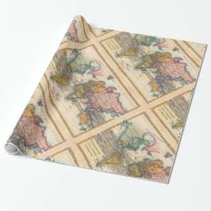 Papel De Regalo Mapa Mundial 1780 Planisferio Antiguo de Bonne 