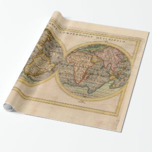 Papel De Regalo Mapa Mundial del Siglo XVI, Rosaccio, 1598