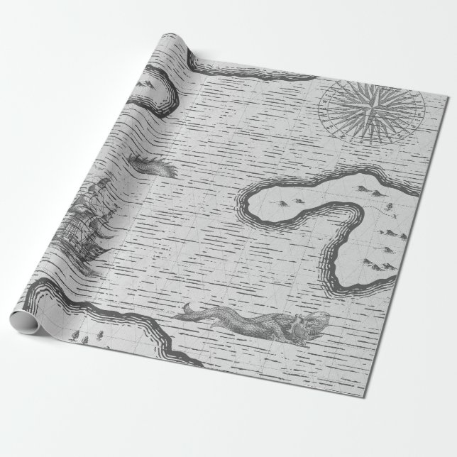 Papel De Regalo Mapa Náutico Antiguo (Desenrollado)