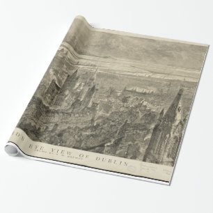 Papel De Regalo Mapa pictórico vintage de Dublín Irlanda (1890)
