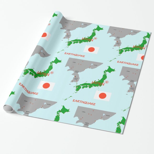 Papel De Regalo Mapa sísmico del terremoto de Japón (Desenrollado)