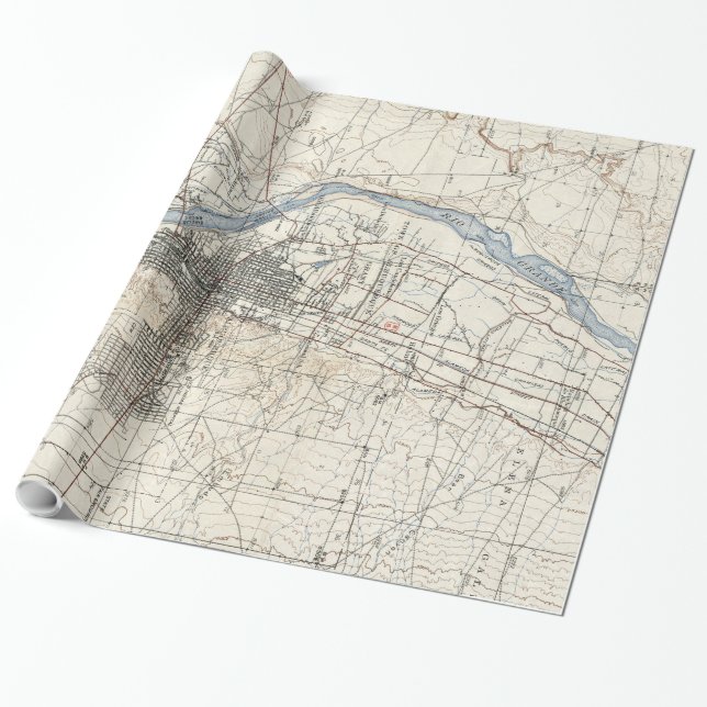 Papel De Regalo Mapa topográfico de Albuquerque Nuevo México (Desenrollado)