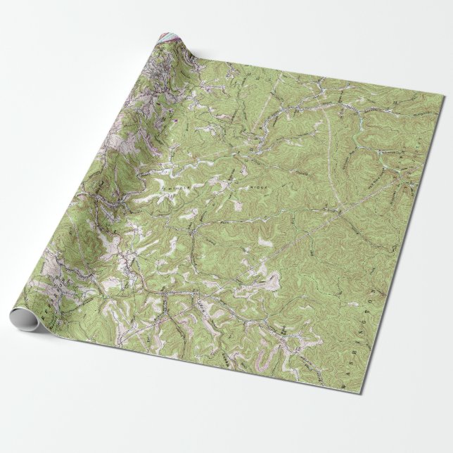 Papel De Regalo Mapa topográfico de Charleston Virginia Occidental (Desenrollado)