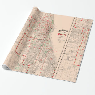 Papel De Regalo Mapa viejo del vintage de Chicago - 1893