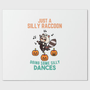 Papel De Regalo Mapache Bailando Fiesta de Calabaza de Halloween