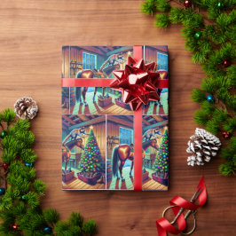 Papel De Regalo Mapache de granero occidental decorando árbol de N