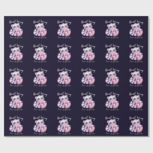Papel De Regalo Mapache Kawaii Donut No Te Preocupes