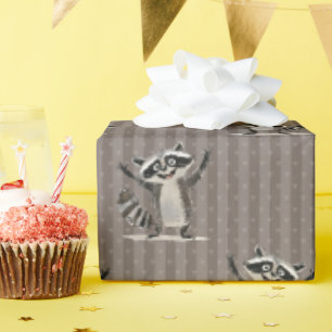 Papel De Regalo Mapache marrón de gran escala con tema de mapache 