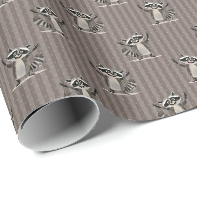 Papel De Regalo Mapache marrón de pequeña escala para manualidades (Esquina del rollo)