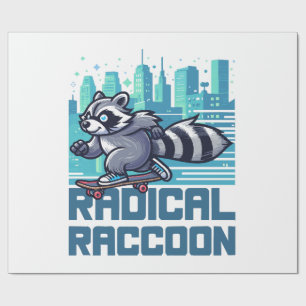 Papel De Regalo Mapache Radical Urbanita Patinador