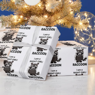 Papel De Regalo Mapache Soy un Búho Nocturno Mapache Divertido