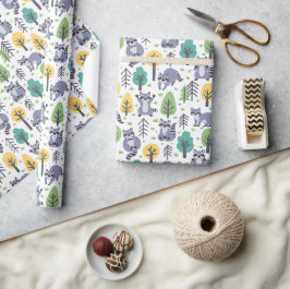 Papel De Regalo Mapaches Divertidos del Bosque