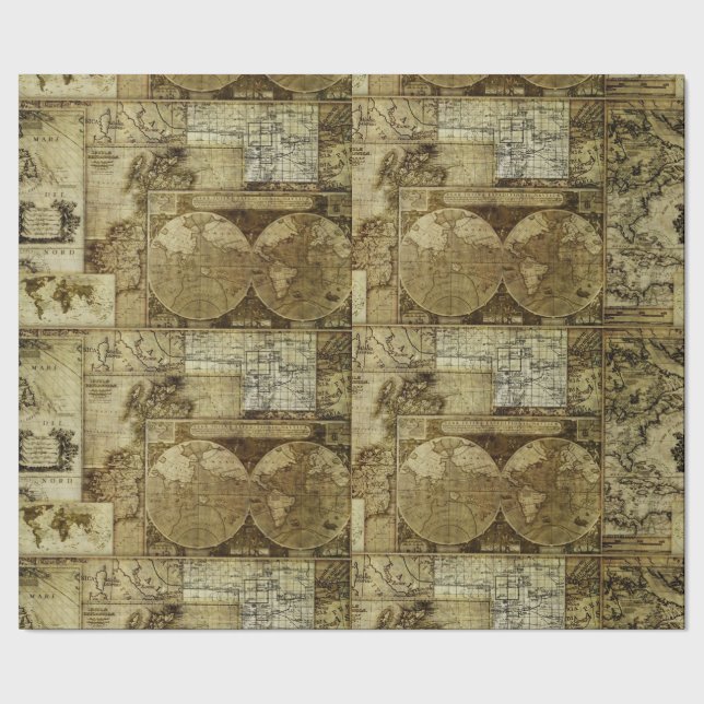 Papel De Regalo Mapas antiguos de mapas del mundo antiguo (Costura)