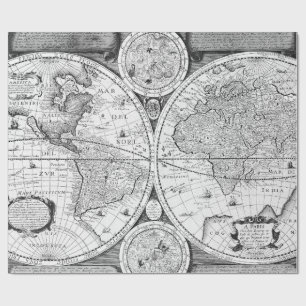 Papel de regalo Mapas Antiguos en Blanco y Negro