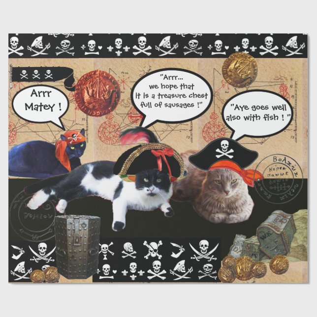 PAPEL DE REGALO MAPAS DE TRATAMIENTO DE PIRATAS PIRATAS Y PIRATAS  (Superficie plana)