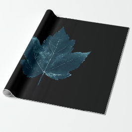 Papel De Regalo Maple Leaf Black Cyanotype Blue Autumn Country