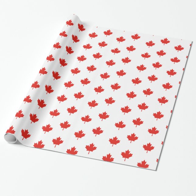 Papel De Regalo Maple Leaf Canada Day Fiesta (Desenrollado)