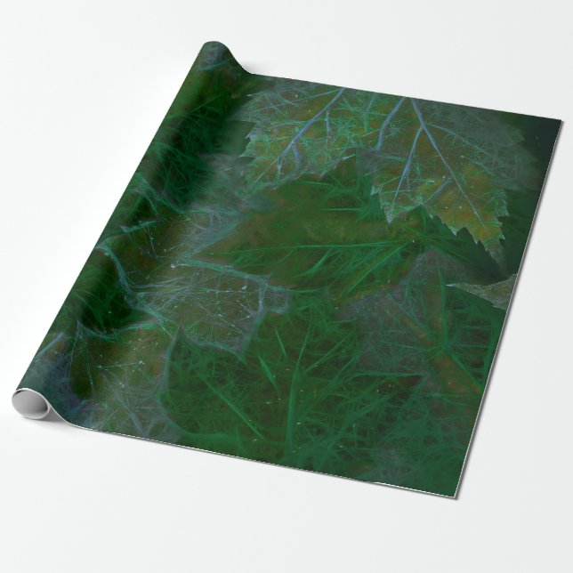 Papel De Regalo Maple Leaves Green Neon Summer (Desenrollado)