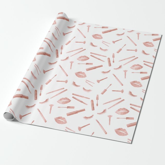 Papel De Regalo Maquillaje, cejas, ojos, latigazos, oro Rosa (Desenrollado)