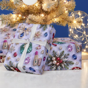 Papel De Regalo Maquillaje de Navidad Joya Lavanda Helada