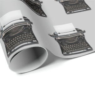 Papel De Regalo máquina de escribir anticuada en gris