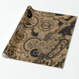 Papel De Regalo Maquinaria Steampunk (Brassy)
