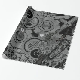 Papel De Regalo Maquinaria Steampunk (monocroma)