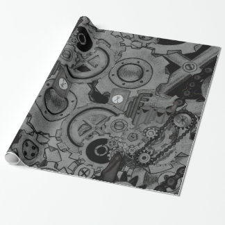 Papel De Regalo Maquinaria Steampunk (monocroma)