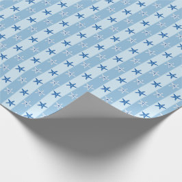 Papel De Regalo Mar Náutico Estrella de pez azul franjas de verano