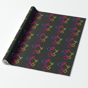 Papel De Regalo Maravillosas y coloridas plazas en negro Nº 1