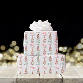 Papel De Regalo Maravilloso Árbol de Gnomes de Navidad Año Maravil