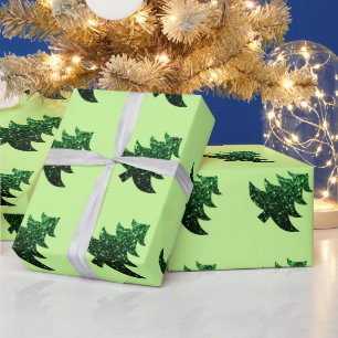 Papel De Regalo Maravilloso árbol de Navidad verde brillante Verde