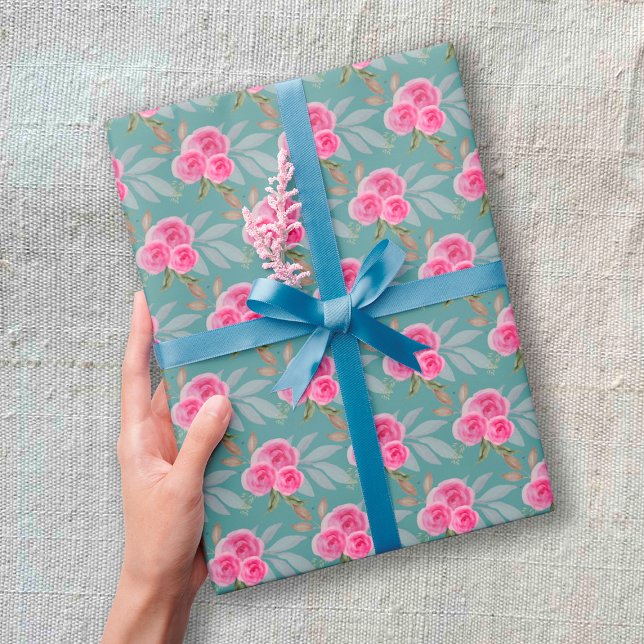 Papel De Regalo Maravilloso patrón acuático de rosas rosas (Subido por el creador)