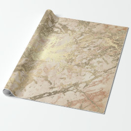 Papel De Regalo Marble Champaigne Gold Peach Rubor Strokes Metaliz