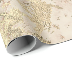 Papel De Regalo Marble Champaigne Gold Peach Rubor Strokes Metaliz