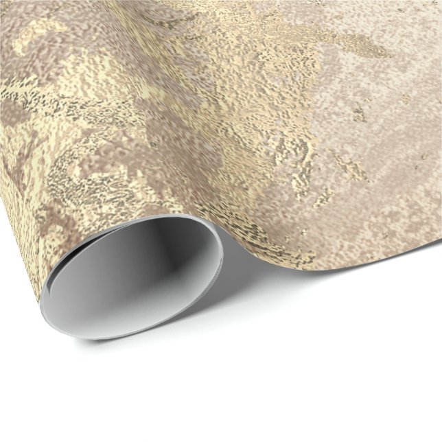 Papel De Regalo Marble Champaigne Oro Rosa Gris Metalizado Ataques (Esquina del rollo)