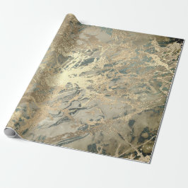 Papel De Regalo Marble Champaigne Oro Sepia Azul Metalizado Stroke