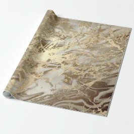 Papel De Regalo Marble Champaigne Oro Sepia Miel Metalizado Stroke