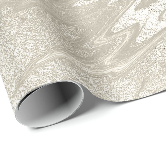 Papel De Regalo Marble de oro blanco Molten Pastel Titani Metaliza (Esquina del rollo)