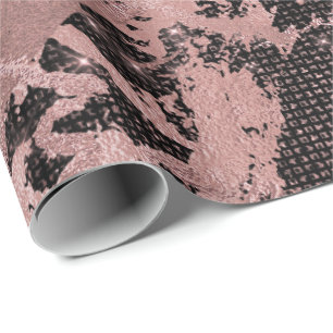 Papel De Regalo Marble de oro rosa Rubor Sparkly Glam Urban Black