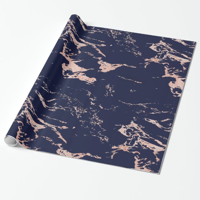 Papel De Regalo Marble de Relieve metalizado dorado de Rosa azul d (Desenrollado)