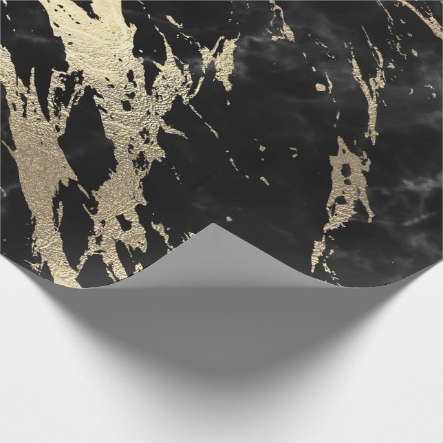 Papel De Regalo Marble dorado brillante gris negro VIP (Esquina)