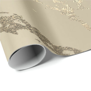 Papel De Regalo Marble dorado de marfil Creamy Brillante Glam Abst