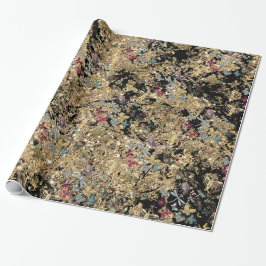 Papel De Regalo Marble Gold Meadow Mariposa Inspira Gemas Diamante