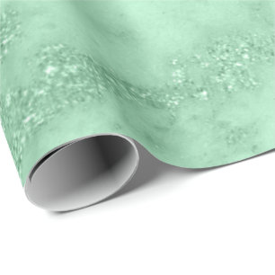 Papel De Regalo Marble Mint Green Purpurina Pastel Resumen